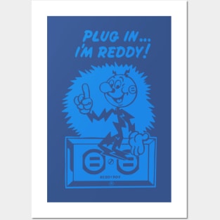 plug in reddy kilowatt blue Posters and Art